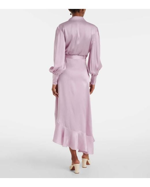Zimmermann Pink Asymmetric Silk Wrap Dress