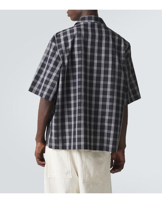 Studio Nicholson Black Kline Checked Cotton Bowling Shirt for men