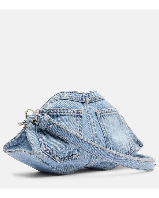 McQueen Blue Manta Small Denim Shoulder Bag