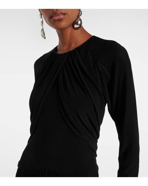 Isabel Marant Black Galina Draped Gathered Jersey Maxi Dress