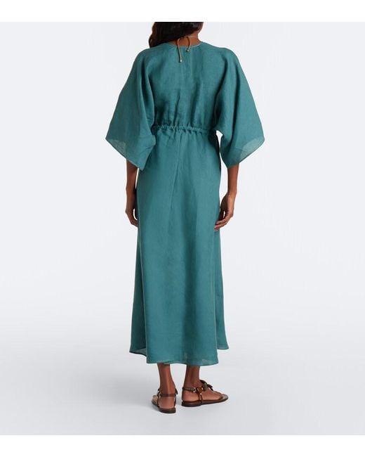Eres Green Brilliance Linen Midi Dress