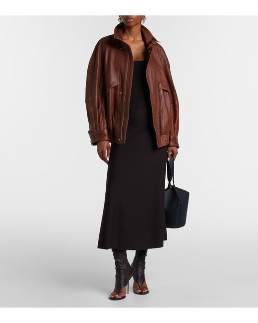 Nour Hammour Brown Ariste Leather Jacket