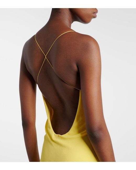 Jacquemus Yellow Abiha Gathered Jersey Midi Dress