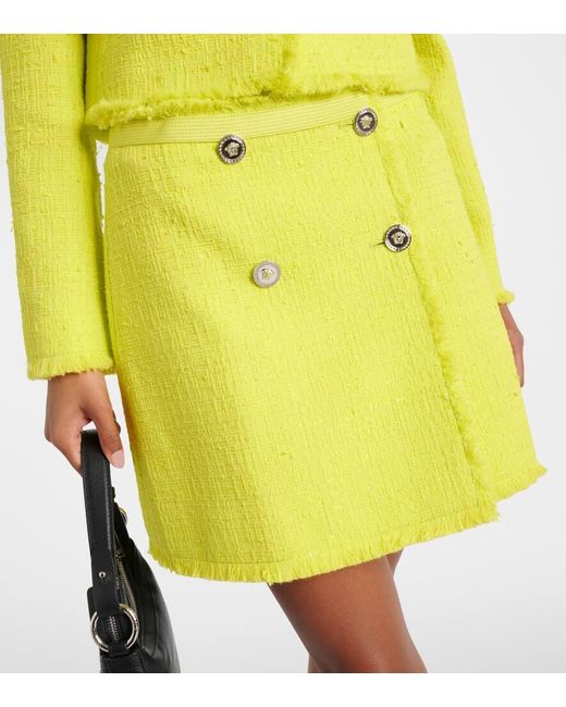 Versace Yellow Boucle Tweed Miniskirt