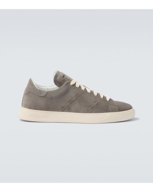Kiton Gray Suede Sneakers for men
