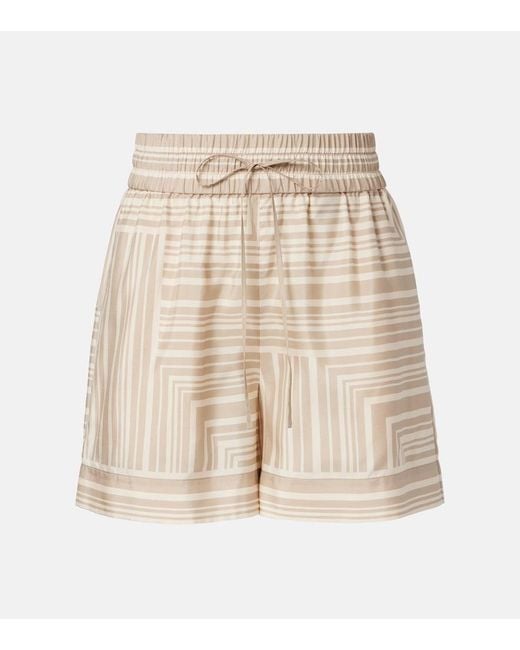 Joseph Natural Laven Checked Silk Shorts