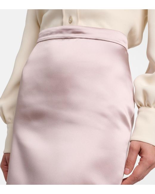 Valentino Pink Feather-Trimmed High-Rise Midi Skirt
