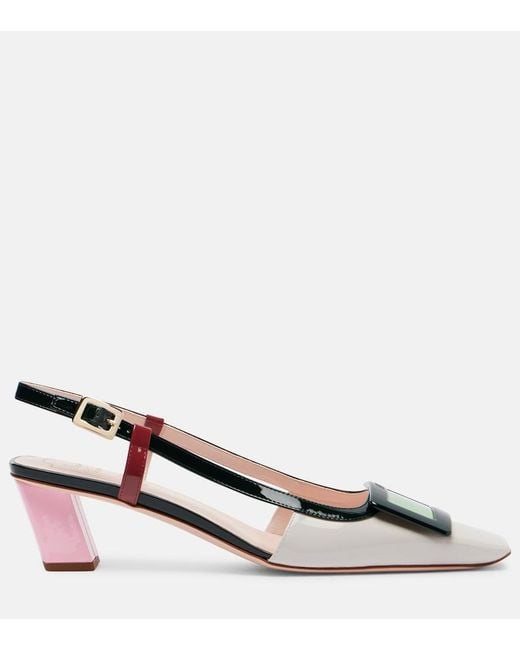 Roger Vivier Metallic Belle Vivier 45 Leather Slingback Pumps