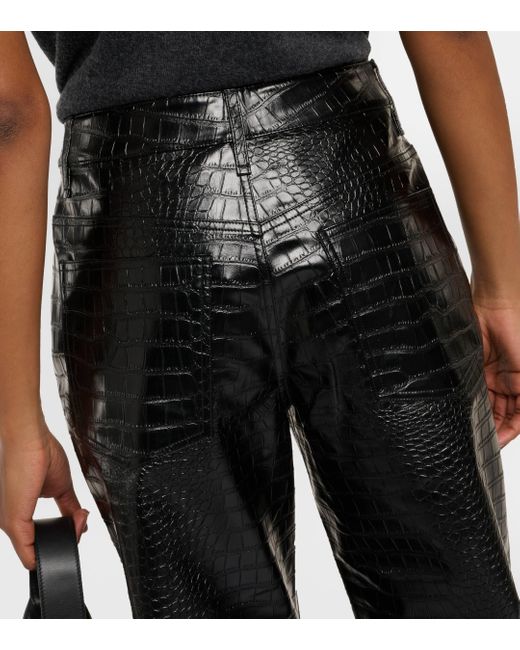 Frankie Shop Black Bonnie Croc-effect Faux Leather Pants