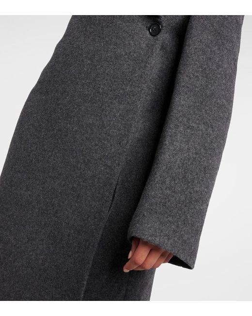 Totême  Black Oversized Wool-Blend Felt Wrap Coat