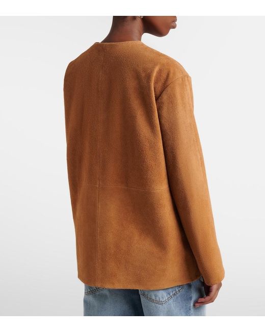 Rohe Brown Leather-Trimmed Suede Jacket
