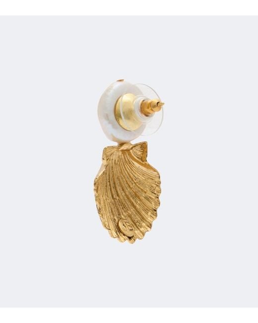Jennifer Behr Metallic Laguna Faux Pearl Drop Earrings