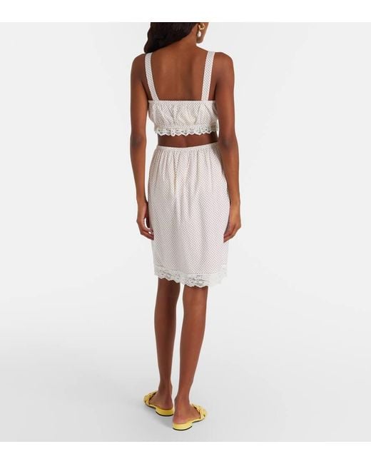 Jupe Marlowe En Coton Et Dentelle A Pois Posse en coloris White