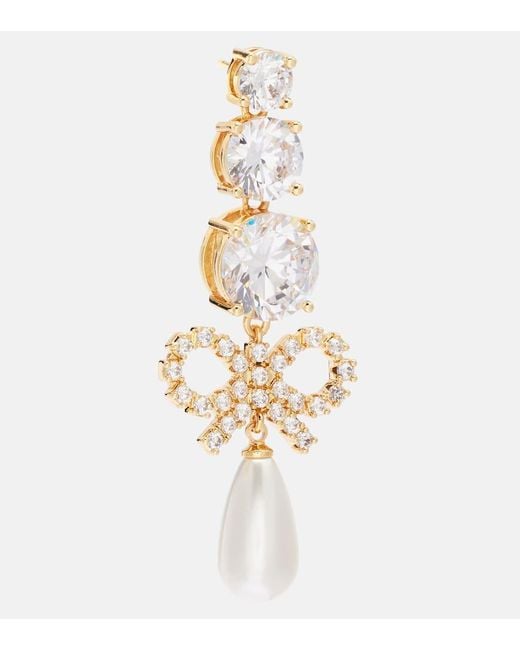 Self-Portrait Metallic Embellished Drop Earrings