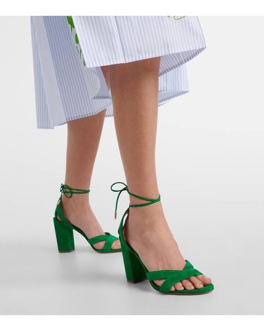 Aquazzura Green Sandalen Very Ari 85 Aus Veloursleder