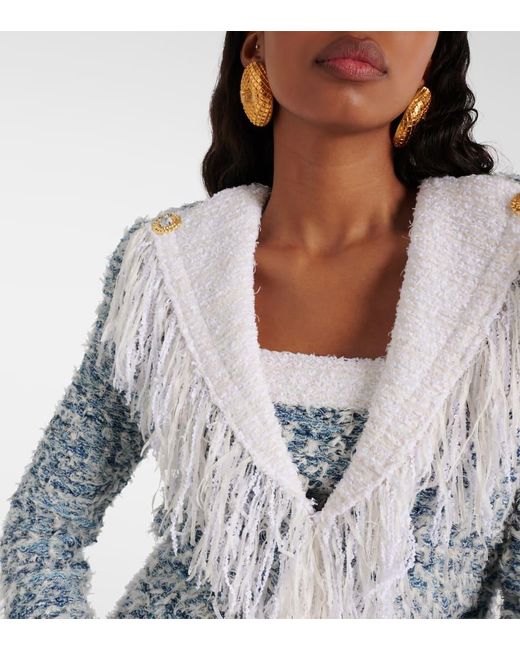 Balmain Blue Jacke Aus Tweed