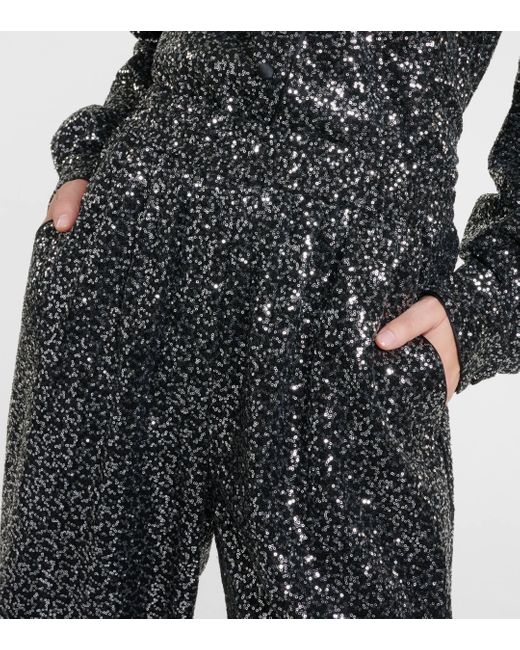Dolce & Gabbana Gray Sequined High-rise Wide-leg Pants