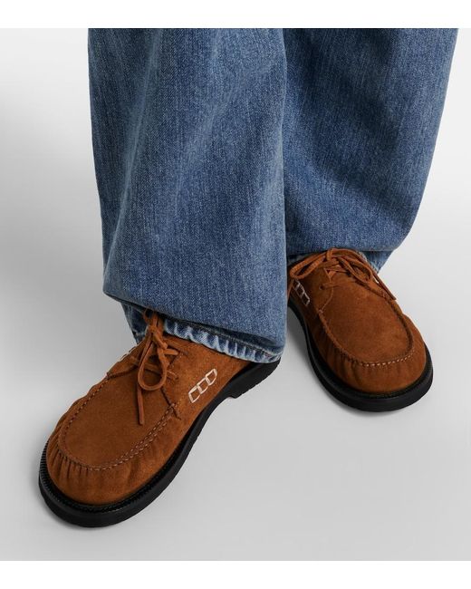 J.W. Anderson Brown Ruffled Suede Boat Shoes