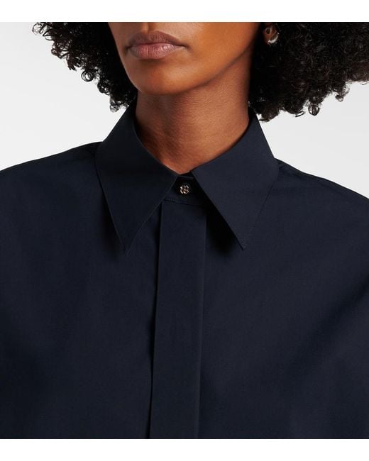 Dorothee Schumacher Blue Poplin Power Ii Cotton-Blend Poplin Shirt