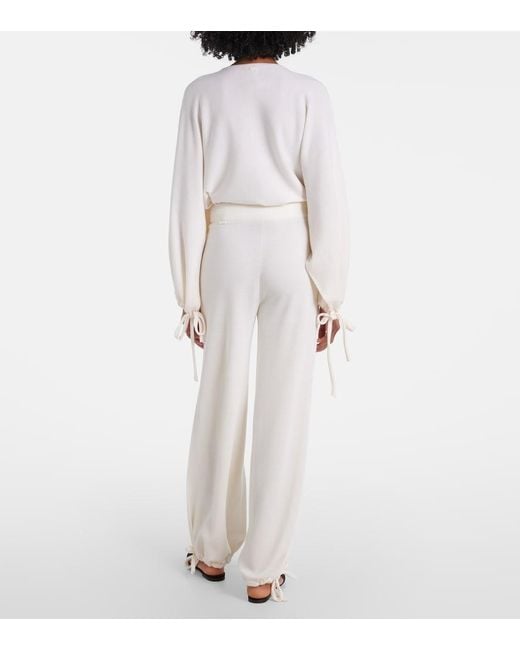 Max Mara White Virgin Wool Wide-Leg Pants