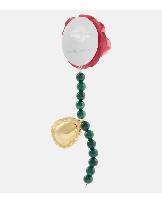 Magda Butrym Red Embellished Sterling Drop Earrings