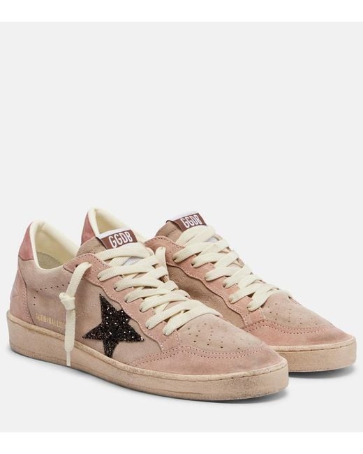 Golden Goose Deluxe Brand Pink Ball Star Glitter Suede Sneakers