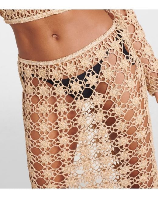 Falda larga Rosette de croche de algodon Anna Kosturova de color Natural