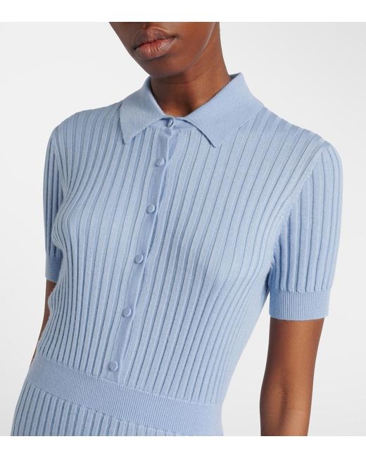 Gabriela Hearst Blue Amor Ribbed-Knit Silk And Cashmere Maxi Dress