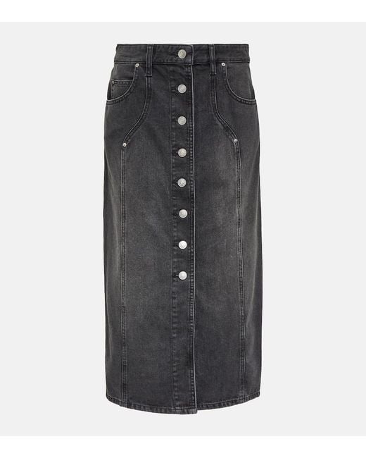 Isabel Marant Black Vandy Denim Midi Skirt