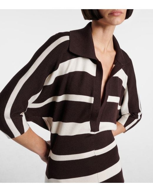 Proenza Schouler Black Solana Striped Wool And Silk Maxi Dress