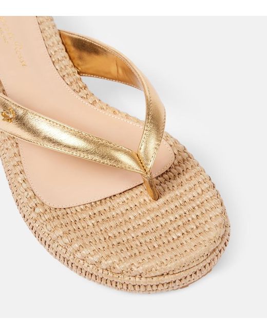 Gianvito Rossi Natural Leather Platform Espadrille Thong Sandals