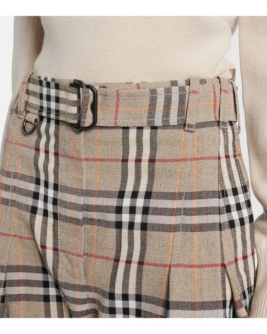 Pantaloni Check A Gamba Larga di Burberry in Natural