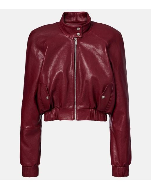 Magda Butrym Red Cropped Leather Jacket