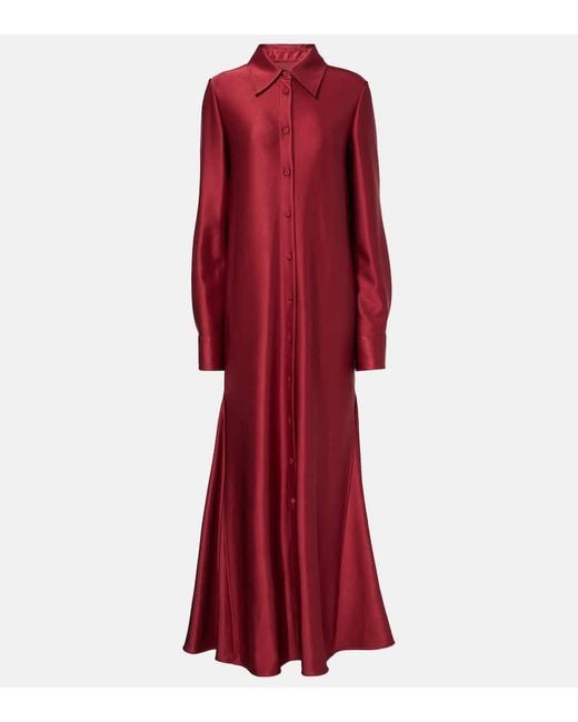 Jil Sander Red Hemdblusenkleid Aus Satin