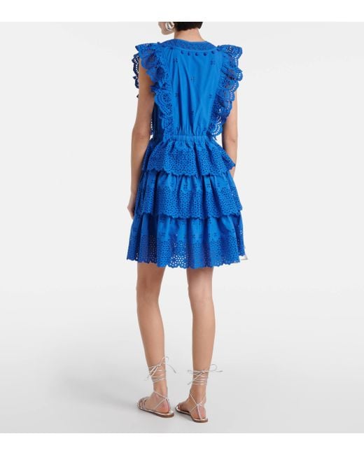 Ulla Johnson Blue Lilith Broderie Anglaise Cotton Minidress