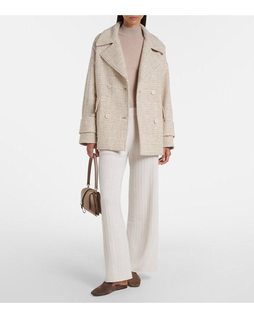 Eleventy Natural Checked Wool And Alpaca-Blend Jacket
