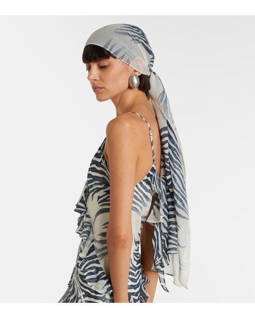 De La Vali White Mayara Zebra-Print Georgette Maxi Dress