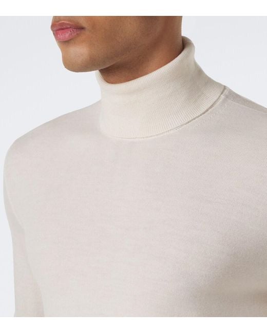 Slowear White Virgin Wool Turtleneck Sweater for men