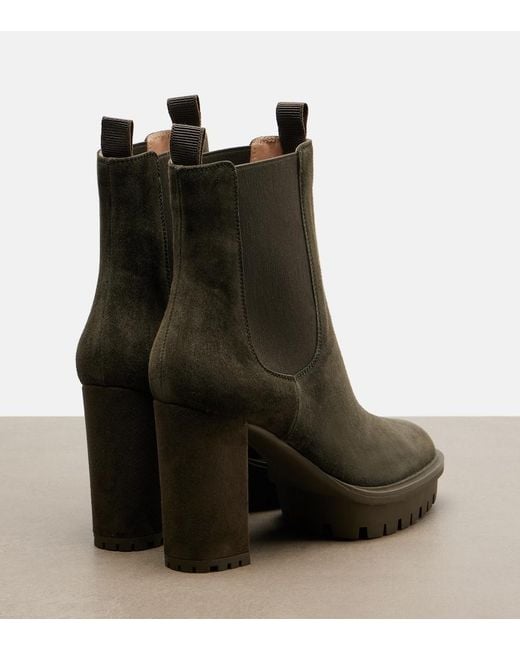 Gianvito Rossi Green Barry Suede Platform Ankle Boots
