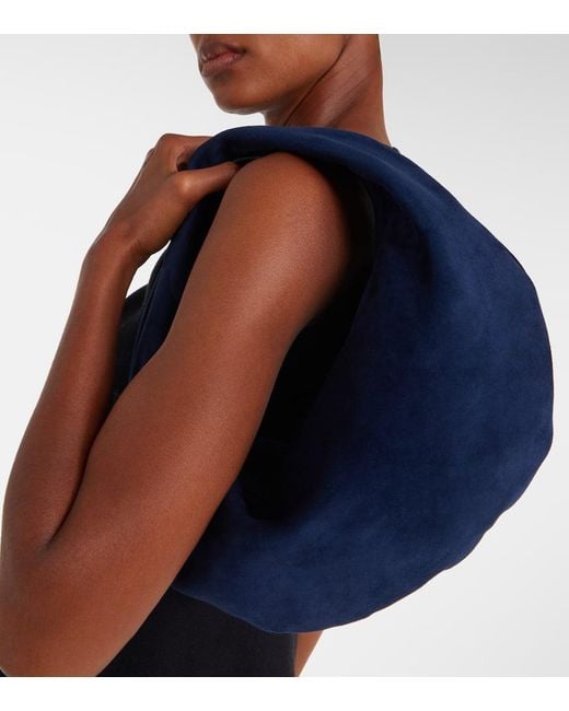Khaite Blue Olivia Medium Suede Shoulder Bag