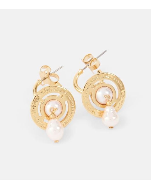 Vivienne Westwood White Aleksa Embellished Drop Earrings