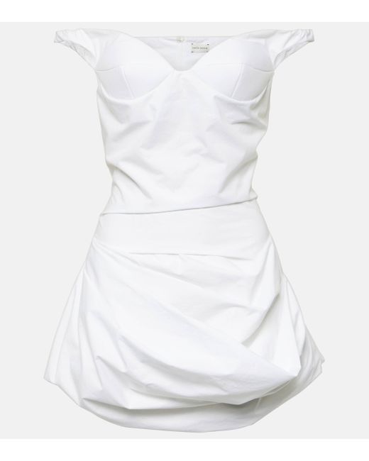 Magda Butrym White Off-shoulder Cotton Bustier Minidress