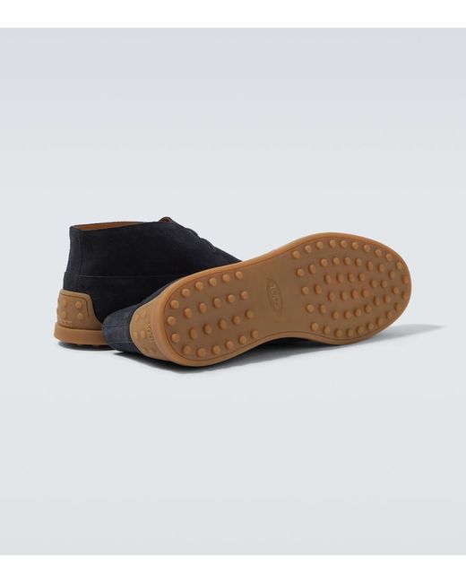 Tod's Blue Suede Desert Boots for men