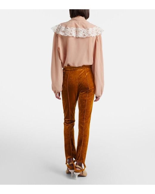 Chloé Brown Velvet Stirrup Pants