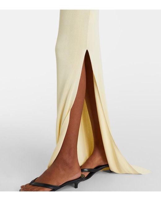 AYA MUSE White Draped Jersey Gown