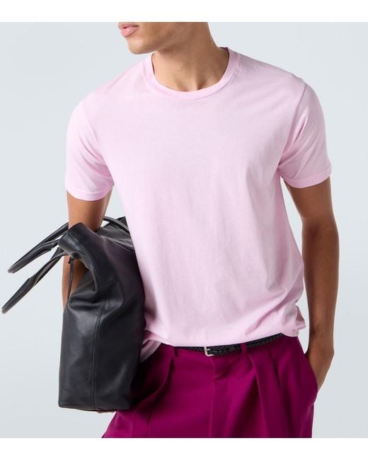 Tom Ford Pink Cotton And Silk Jersey T-Shirt for men