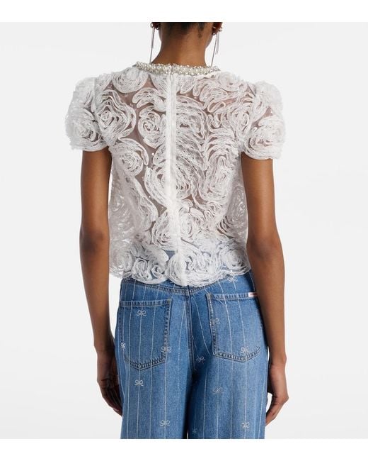 Self-Portrait White Tulle Lace Top