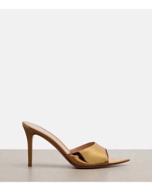 Gianvito Rossi Brown Elle Metallic Leather Mules
