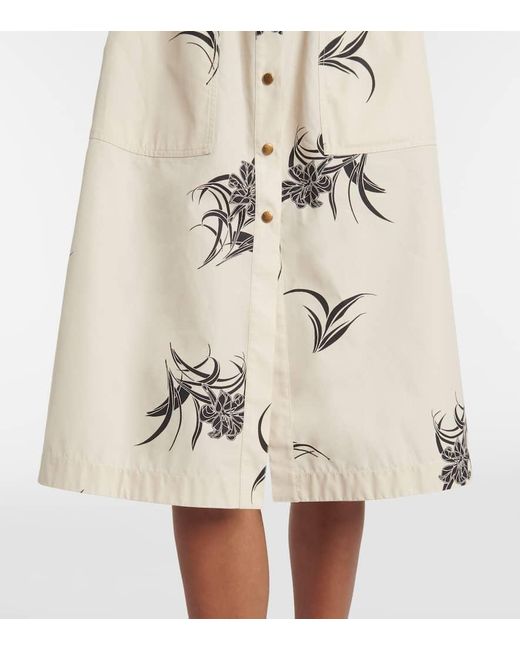 Robe Chemise En Coton A Fleurs Moncler en coloris Natural