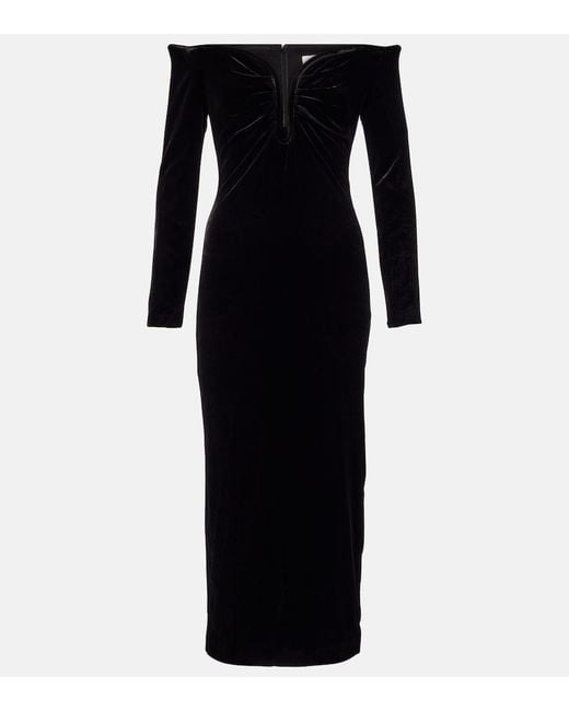 Roland Mouret Black Off-Shoulder Midi Dress
